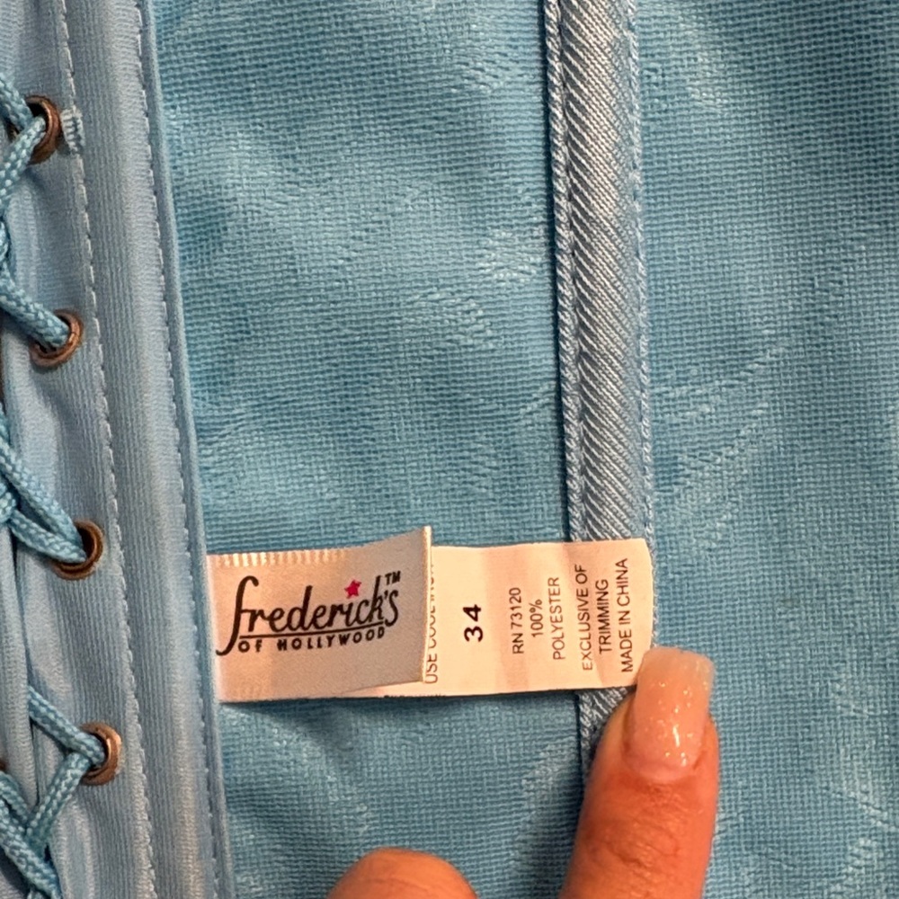 Frederick's of Hollywood Y2K Sky Blue Lace Corset - Picture 6 of 10